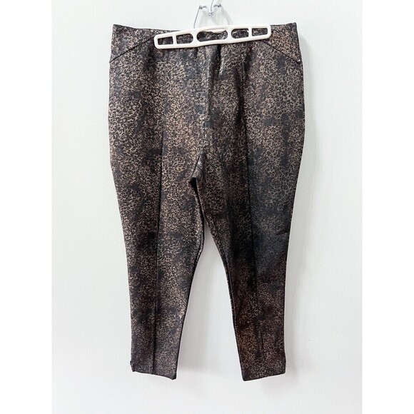 Slimming Options Gold Black Glitter Skinny Stretchy Pants Womens Plus 1X Trouser - Picture 1 of 10